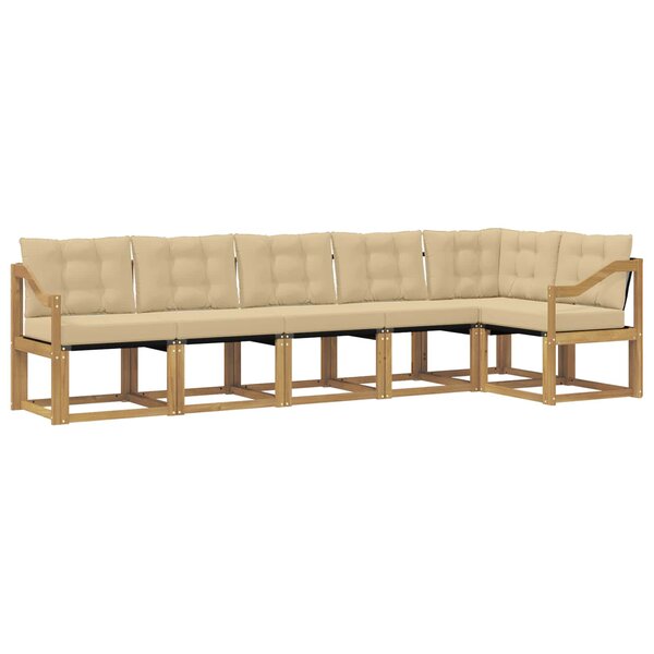 vidaXL Ensemble de canapés d'extérieur 6 pc Blanc et Beige