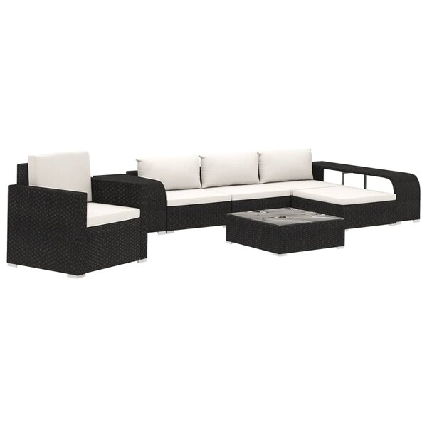 Vidaxl salon de jardin 8 pièces avec coussins résine tressée noir