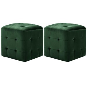 vidaXL 2 Pièces Poufs Vert 30 x 30 x 30 cm Tissu velours