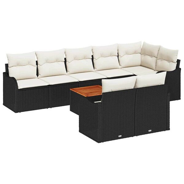 vidaXL Ensemble de canapé de jardin 9 Pièces Noir Poly rotin