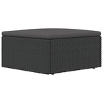 vidaXL Tabouret de jardin avec coussin noir résine tressée