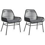 vidaXL Chaises de jardin lot de 2 avec coussins noir résine tressée
