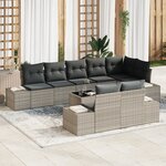 vidaXL Ensemble de canapé de jardin 9 pièces avec coussins en poly rotin gris