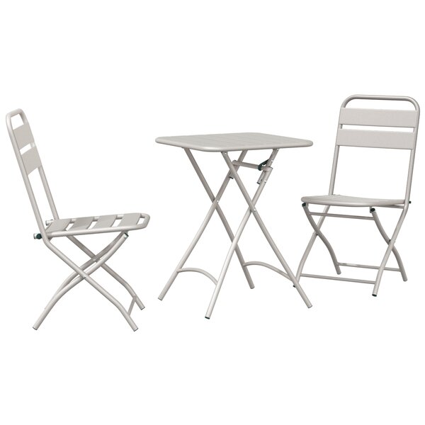 vidaXL Ensemble de Bistro Pliable 3 Pièces Beige en Acier