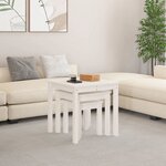 vidaXL Tables gigognes 3 Pièces Blanc Bois de pin massif