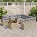 vidaXL Ensemble de canapé de jardin 9 Pièces Beige et Gris clair