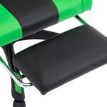 Chaise fauteuil siège pivotante de bureau informatique étude de jeux vidéo avec repose-pied et similicuir vert 02_0024221