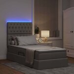 vidaXL Lit de rangement LED avec matelas Taupe 90 x 190 cm Tissu