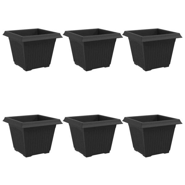 vidaXL Pot de Fleurs Carré 6 Pièces Noir 28 5 x 28 5 x 22 cm Plastique