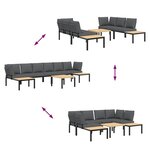 vidaXL Salon de jardin 5 Pièces avec coussins noir aluminium