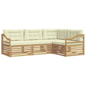 vidaXL Ensemble de canapés d'extérieur 4 pc Blanc et crème Polyester