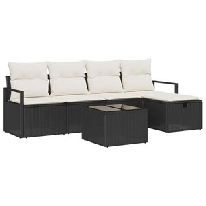 vidaXL Ensemble de canapé de jardin avec coussin 6 Pièces Noir et crème