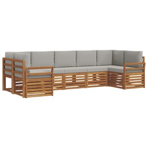 vidaXL Ensemble de canapés d'extérieur 7 pc Gris Naturel et Clair