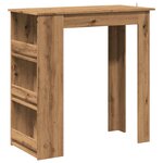 vidaXL Table de bar avec étagère de rangement chêne artisanal