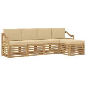 vidaXL Ensemble de canapés d'extérieur 5 pc Blanc et Beige Polyester