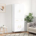 vidaXL Buffet haut Blanc 69 5x34x180 cm Bois d'ingénierie