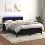 vidaXL Sommier à lattes de lit avec matelas et LED Noir 140x190 cm