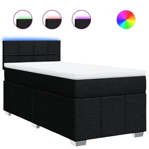 vidaXL Sommier à lattes de lit et matelas Noir 80x200 cm Tissu
