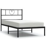 vidaXL Cadre de lit métal sans matelas avec tête de lit noir 90x190 cm