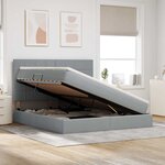 vidaXL Lit de rangement LED avec matelas Gris clair 160 x 200 cm Tissu