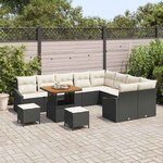 vidaXL Ensemble de canapé de jardin 12 Pièces Noir Poly rotin