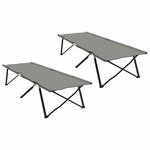 vidaXL Lit de camping pliant 2 Pièces Gris 206 x 76 x 74 cm Tissu Oxford