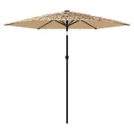 vidaXL Parasol de jardin avec LED et mât en acier marron 223x223x231cm