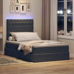 vidaXL Lit de rangement LED avec matelas Gris foncé 120 x 200 cm