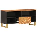 vidaXL Meuble TV marron et noir 100x33 5x46 cm bois massif de manguier