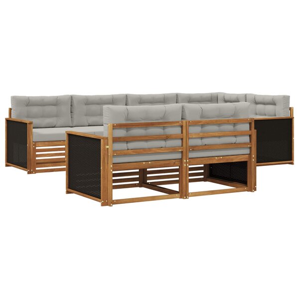 vidaXL Ensemble de canapés d'extérieur 7 pc Naturel et gris clair