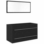 Cabinet de lavabo vidaXL avec miroir Chêne noir 90x45x1 5 cm Bois d'ingénierie