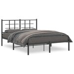 vidaXL Cadre de lit métal sans matelas avec tête de lit noir 135x190cm