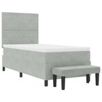 vidaXL Lit à ressorts avec matelas Gris clair 90 x 190 cm Velours