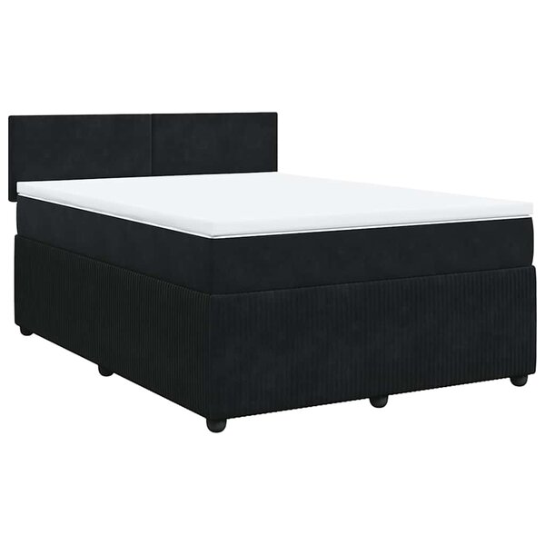 vidaXL Sommier à lattes de lit avec matelas Noir 140x200 cm Velours