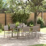 Ensemble de salle à manger de jardin vidaXL 7 pièces Gris Poly Rotin