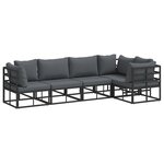 vidaXL Ensemble de canapé de jardin avec coussin 5 Pièces Noir Aluminium