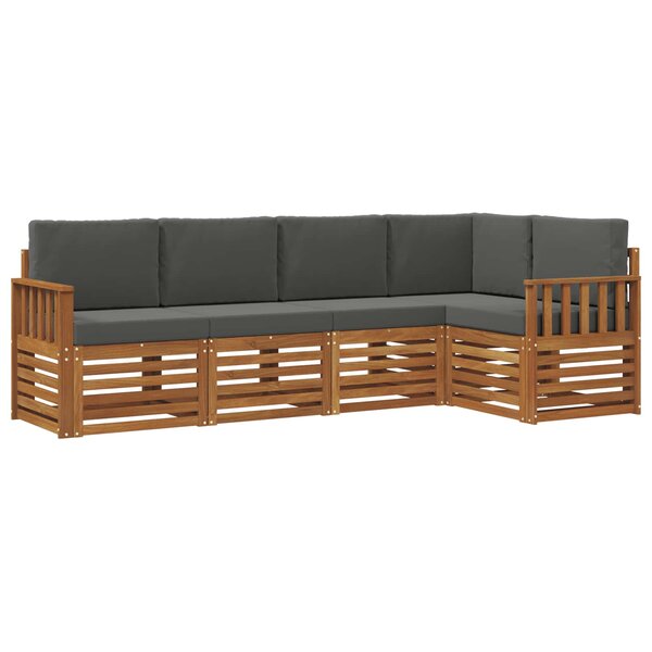 vidaXL Ensemble de canapés d'extérieur 5 pc Naturel et Anthracite