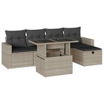 vidaXL Salon de jardin 6 Pièces avec coussins gris clair résine tressée