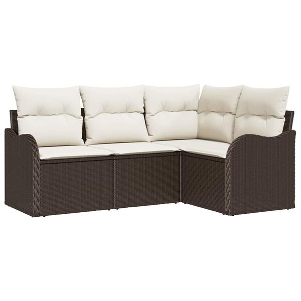 vidaXL Ensemble de canapé de jardin 4 Pièces Marron Poly rotin