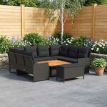 vidaXL Ensembles de meubles avec oreiller 7 Pièces Noir Rotin PE