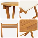 vidaXL Ensemble Bistro Pliable 3 Pièces avec Coussins en Bois d'Acacia Solide