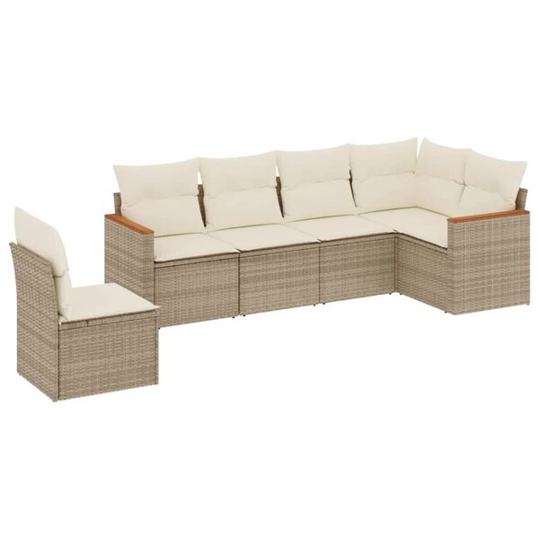 vidaXL Salon de jardin avec coussins 6 Pièces beige résine tressée