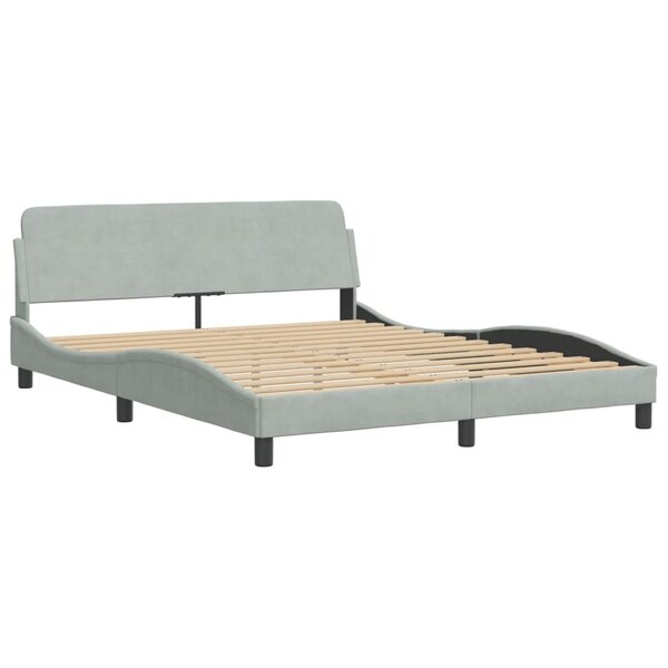 vidaXL Cadre de lit avec tête de lit Gris clair 160x200 cm Velours