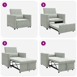 vidaXL Sofa-lit convertible 3-en-1 en velours gris clair
