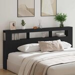 vidaXL Tête de lit LED avec étagère Chêne noir 220 x 18.5 x 103.5 cm