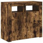 vidaXL Buffet avec lumières LED chêne fumé 80x35x75 cm