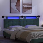 vidaXL Tête de lit suspendue Avec lumière LED Vert foncé Tissu