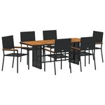 Ensemble de repas de jardin vidaXL 7 pièces en poly rattan noir