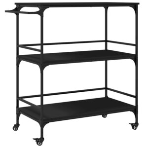 vidaXL Chariot de cuisine noir 100 5x50x105 cm bois d'ingénierie