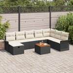 Set de Canapés de Jardin vidaXL 9 Pièces avec Coussins Noir Poly Rattan